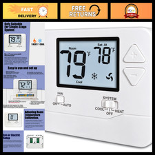 Non-Programmable Thermostat for Home, Single-Stage System, 1 Heat/1 Cool, White