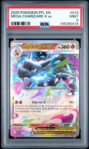 2025 POKEMON PFL EN-PHANTASMAL FLAMES #013 MEGA CHARIZARD X EX PSA 9