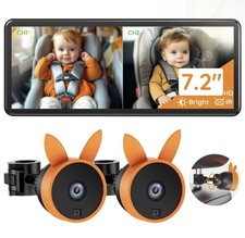 Babyvue BV3 PRO Dual Baby Car Camera   See 2 Kids Clearly with 7.2" HD Screen...