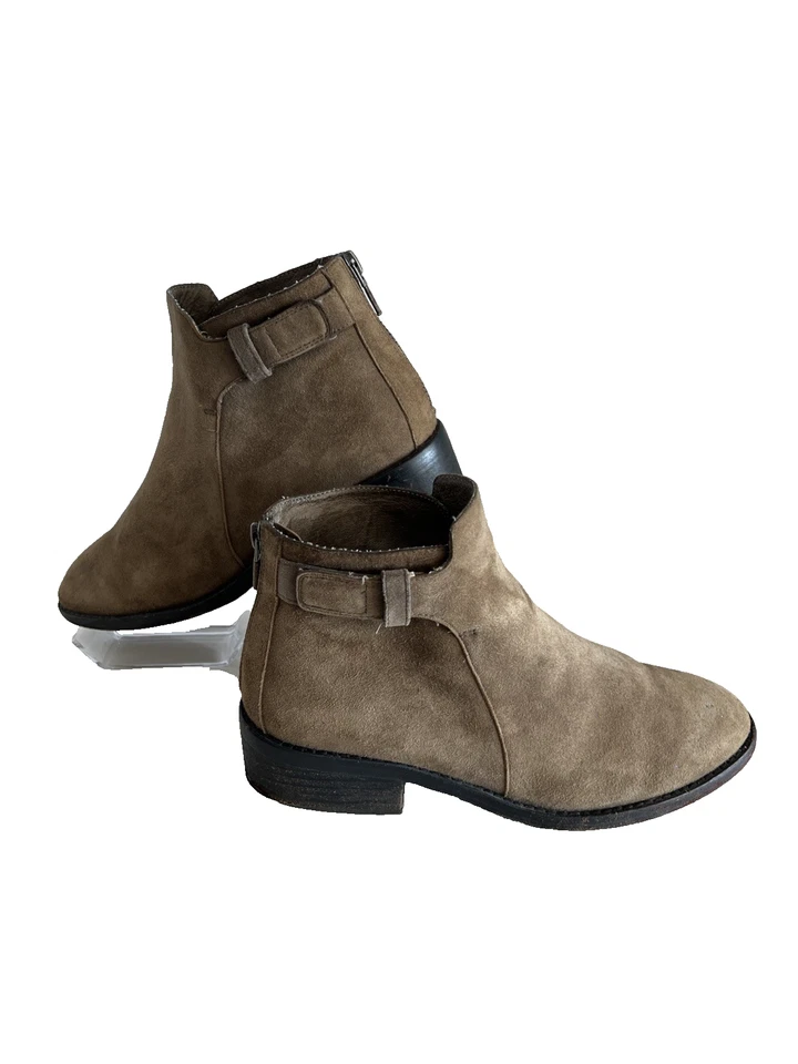 Eileen Fisher Tostado | Botines de gamuza topo para mujer talla 7 hebilla cremallera tacón bajo Foto 4 de 4