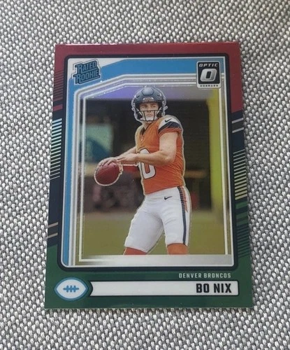 2024 Panini Donruss - Rated Rookie Bo Nix  Optic Preview Red & Green Prizm (RC)