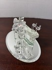 Crystal Or Glass Signed Figurine Soda Bar W/ Two Children Sitting Sharing Soda — photo 5