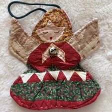 Vintage Quilted Angel Ornament Wall Hanging 7.5 x 7.5 Handmade Christmas Decor