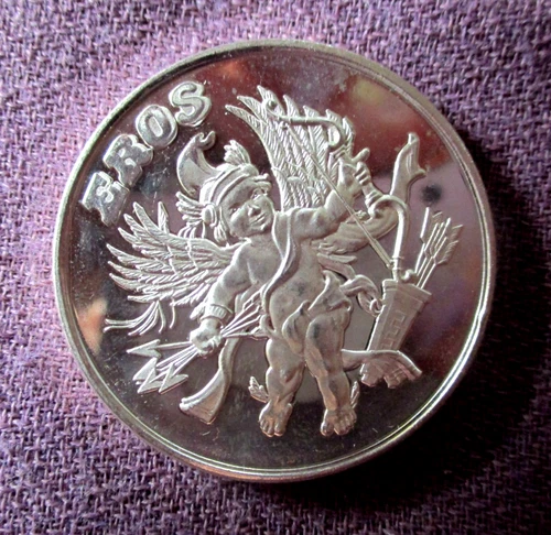 Mythological Legends Eros- God of Love  1 Troy Oz. .999 Fine Silver Round AMC