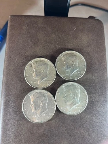 90 % Silver 1964 Kennedy Half Dollar's, Lot of 4, AU condition
