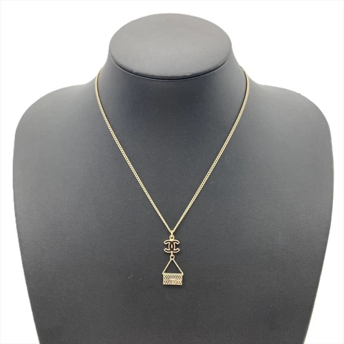 Collana CHANEL Coco Mark Matelassé motivo borsa metallo oro 09A