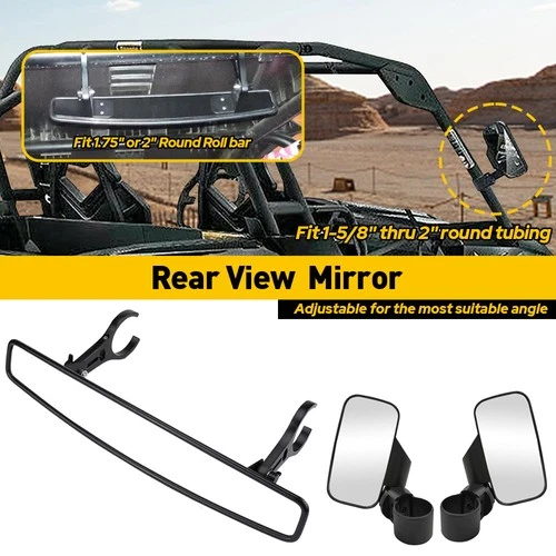 For John Deere RSX Gator HPX XUV TS Roll Cage Clamp Side Rear View Mirror Set