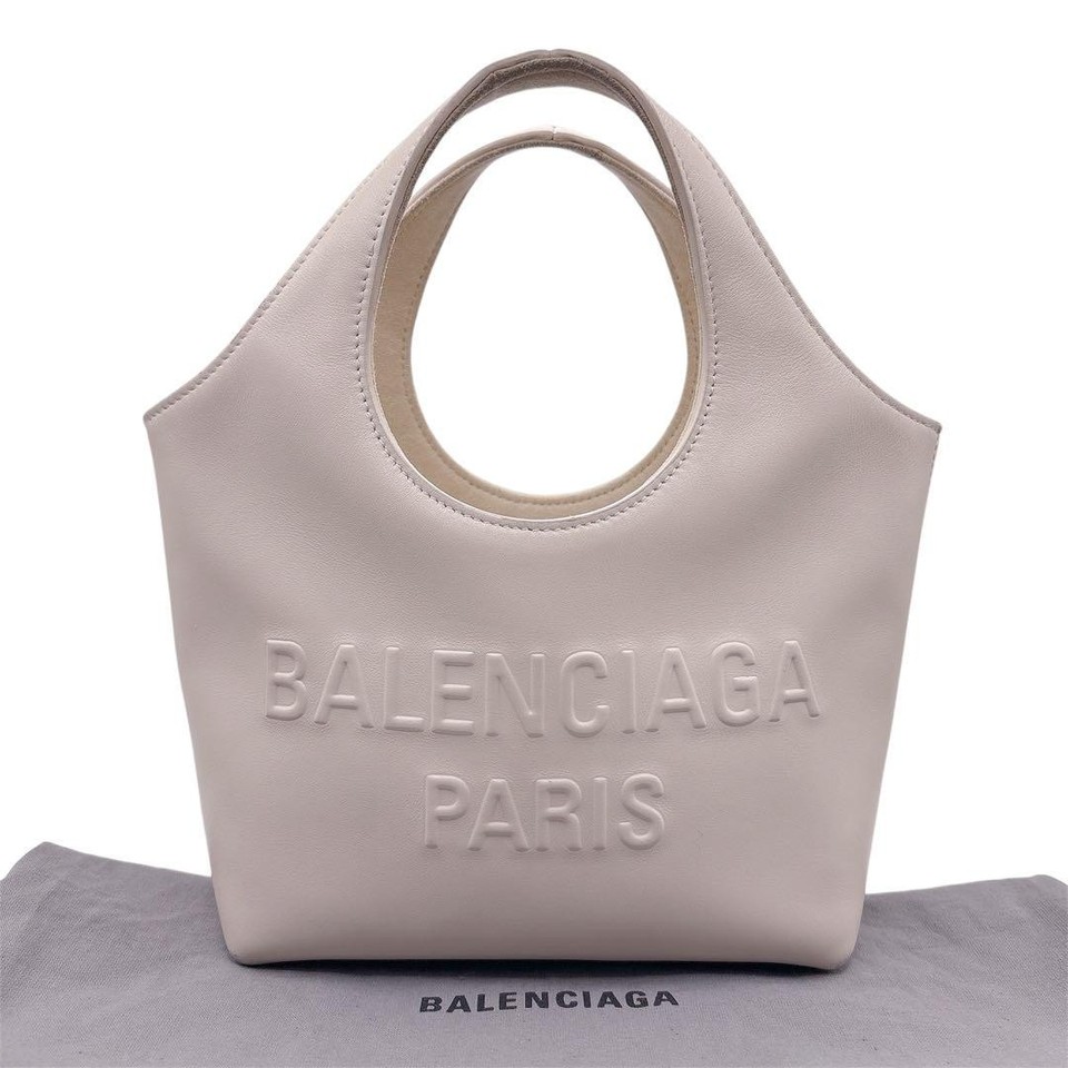 BALENCIAGA Mary-Kate Leather Small Handbag Beige Authentic Women's Tote