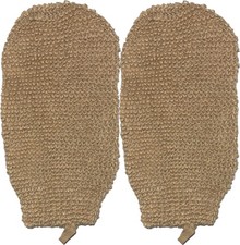 2 Pack 100 Natural Exfoliating Hemp Glove Mitt 1 Count Pack of 2 , Brown