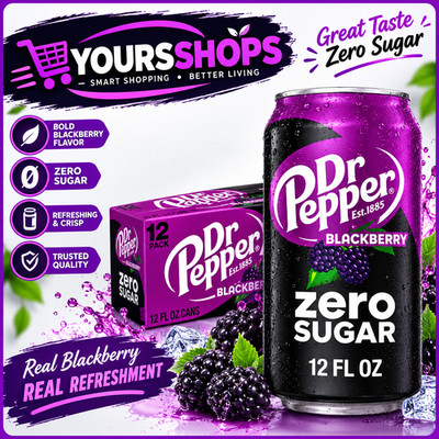 Dr Pepper Blackberry Zero sugar Soda Pop 12 fl oz 12 pack cans......