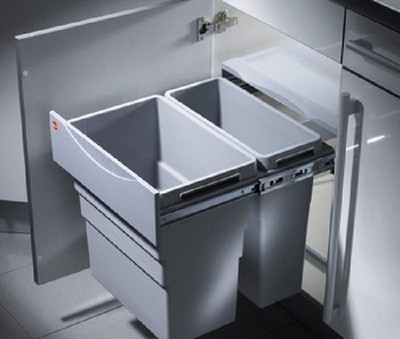 500 mm Hailo Easy Cargo AUSZIEHBARER ABFALLEIMER 49 Liter grau