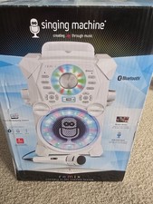 Singing Machine SDL485W Portable Karaoke System Bluetooth LED Lights White