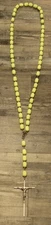 12/10 63" Uranium Beads Glow Blacklight Crucifix Rosary Beads marked Jerusalem