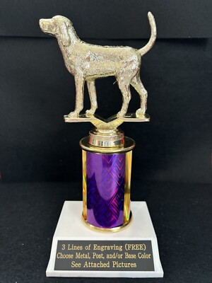 4 1/2'' Coon Dog Trophy With 3  Post. (Please See All Photos)