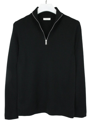 SANDRO Jumper Men's XS Pullover Wool Knitted Half Zip Collar Black