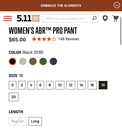 5.11 511 Tactical Taclite Pro Damen-Cargohose Größe 18 normal neu mit Etikett schwarz - Bild 8 von 8