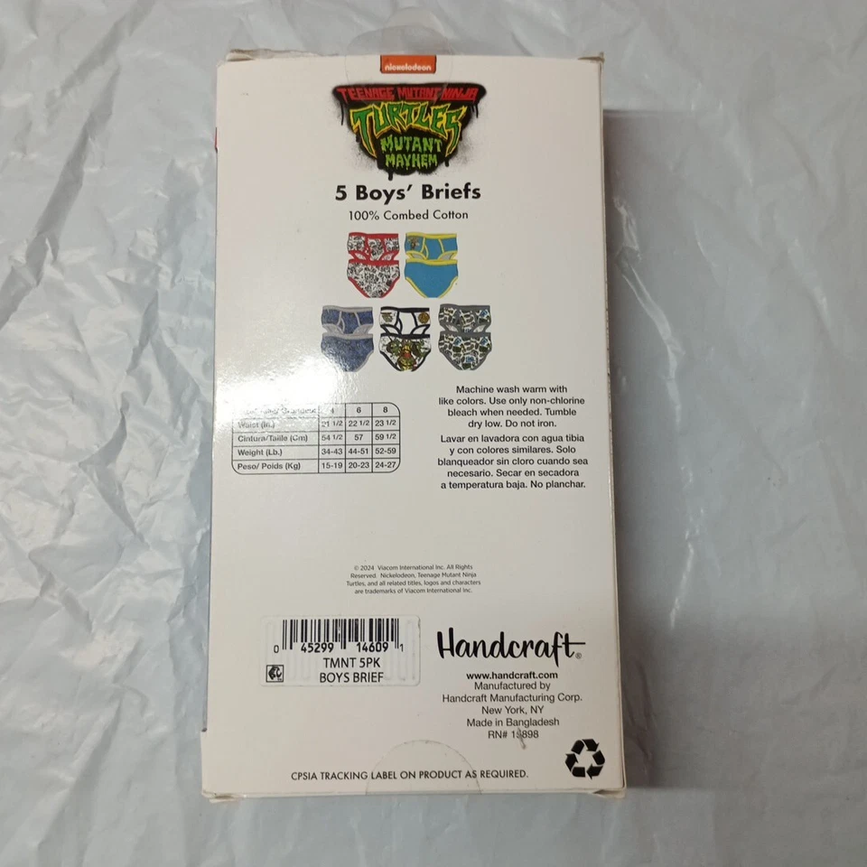 Paquete de 5 calzoncillos ropa interior de personajes Tortugas Ninja mutantes adolescentes para niños talla 6 Foto 4 de 4