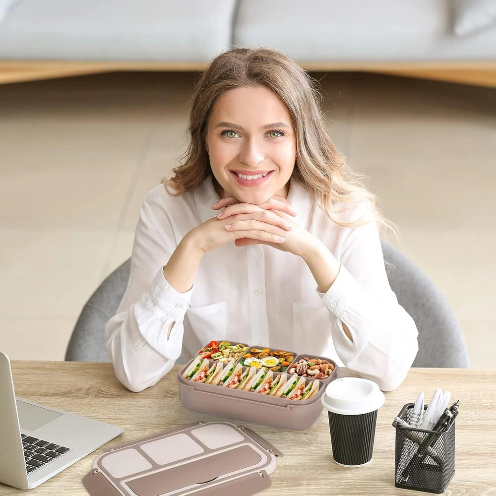 Bento Box Lunch Container for Adults with 4 Compartments