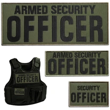 3Pcs Armed Security Officer Patch Set: Durable Embroidered Tactical Patches