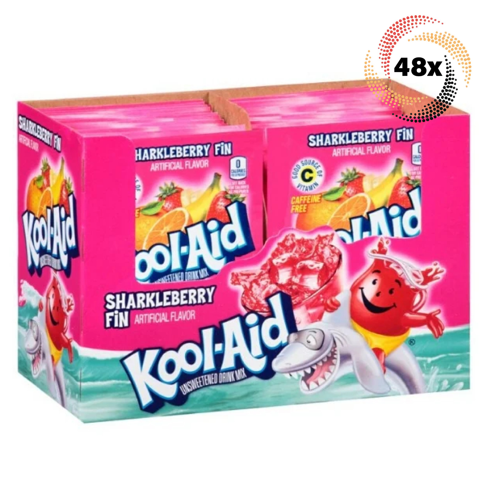 Полная коробка из 48 упаковок смеси для напитков Kool-Aid Sharkleberry Fin без кофеина 16 унций 5490₽