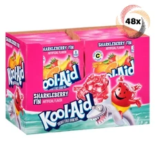 Full Box 48x Packets Kool-Aid Sharkleberry Fin Caffeine Free Drink Mix | .16oz