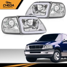 Fit For 1997-2004 F-150 Expedition LED DRL Headlights & Corner Lights Chrome NEW