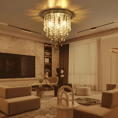 Kristall Deckenlampe LED Deckenleuchte Schlafzimmer Lampe Kronleuchter Lüster Mq - Bild 4 von 4