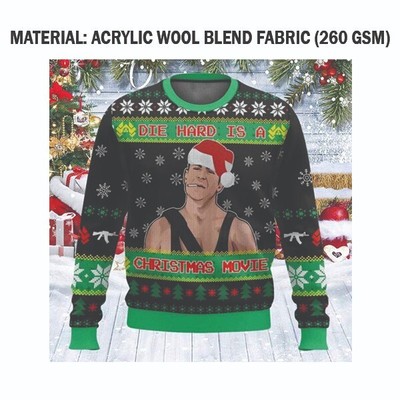 Die Hard Bruce Willis Christmas Movie Ugly Christmas Sweater For Men S-5XL