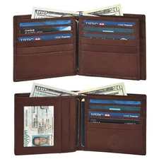 Fathers Day Premium Bifold Genuine Leather Wallet GIFT BOXED with RFID Protected