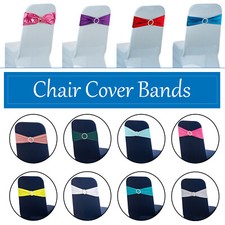 100x Chair Cover  Stretch Band with Buckle Slider Sashes Bow Wedding Chair Decor