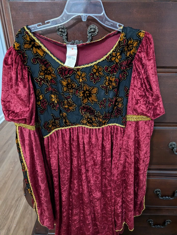 Disfraz Renacimiento Adulto Borgoña Dama En Espera Terciopelo. Talla Única Se Adapta a la mayoría... Foto 4 de 4