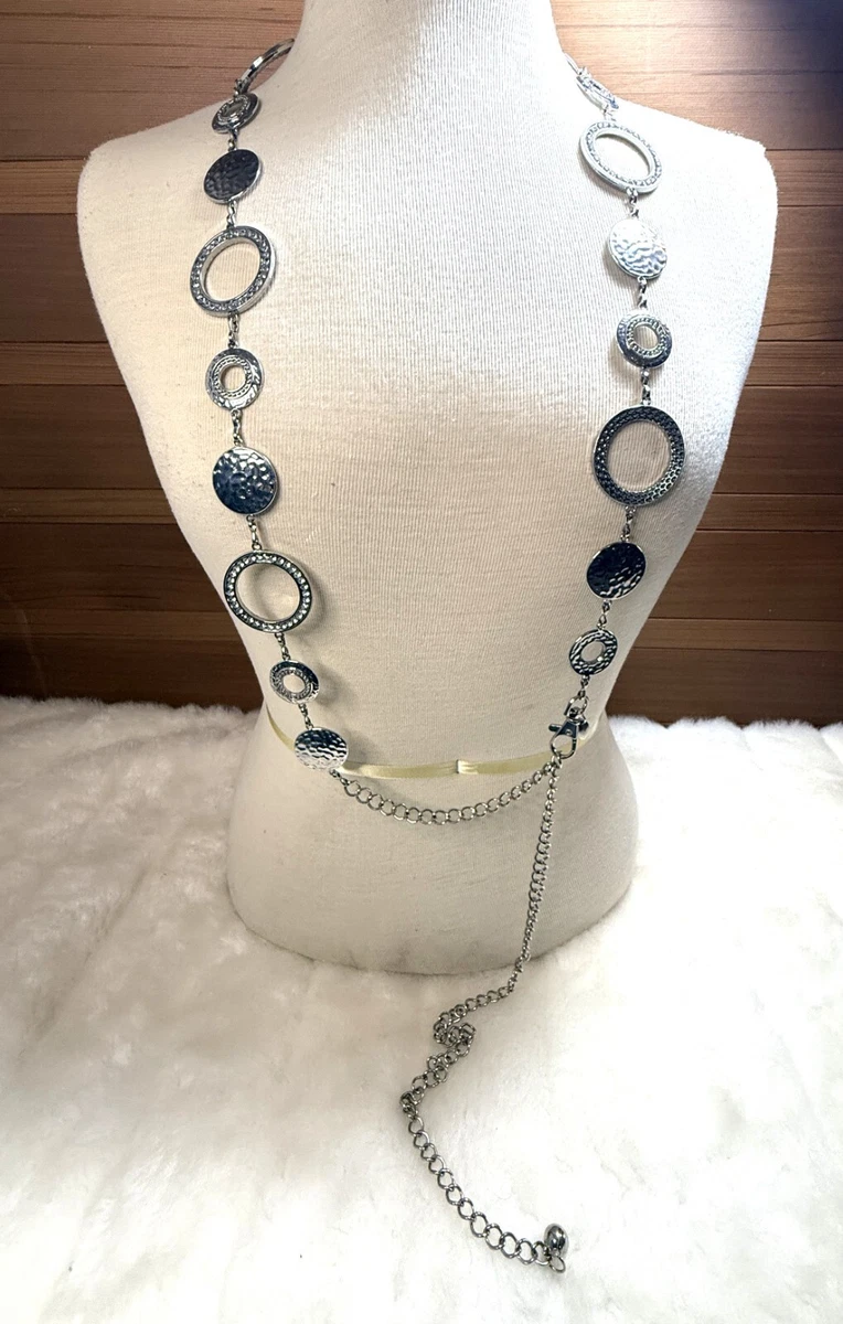 Chicos Adjustable Silver Charmed Beaded Rhinestone Belt Chico main image 4