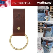 TOURBON Genuine Leather Tool Carry Holster Trowel Ax Hammer Hanger Ring for Belt