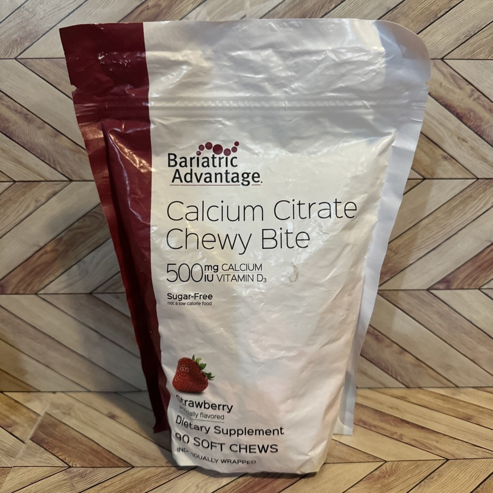 Calcium Citrate Chewy Bite, Sugar-Free, Strawberry Fruit, 90 Soft Chews 01/25