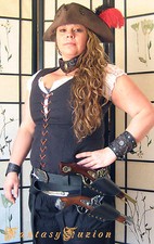 Pirate Captain BlackBeard Flintlock Guns Leather Belt Holsters