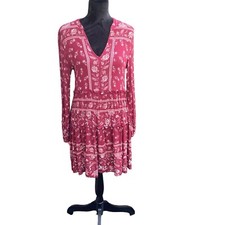 Knox Rose Ladies Dress, Pull Over V Neck Ruffle Midi Length Long Sleeve Boho Sm