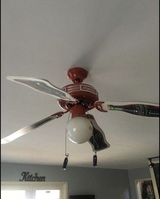 Coca Cola Ceiling Fan Coke Downrod Fan W Globe Light For Sale