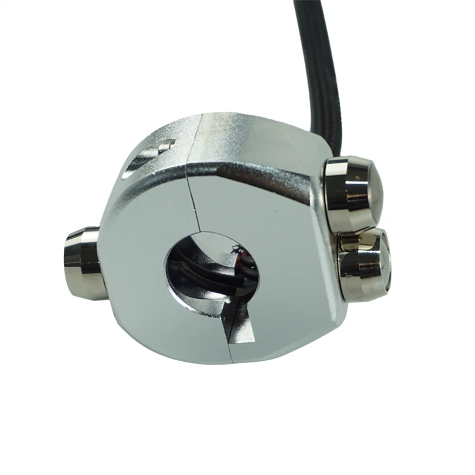 Interruptor de control de 3 botones pulsadores para manillar de motocicleta de 7/8"" aleación de aluminio (PLATEADO 4 Foto 2 de 4