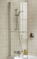 Lakes Single Panel Square Bath Screen With Towel Rail Silver SS5505