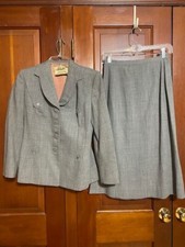 Vtg 1950's Bullocks Los Angeles Grey Skirted Suit