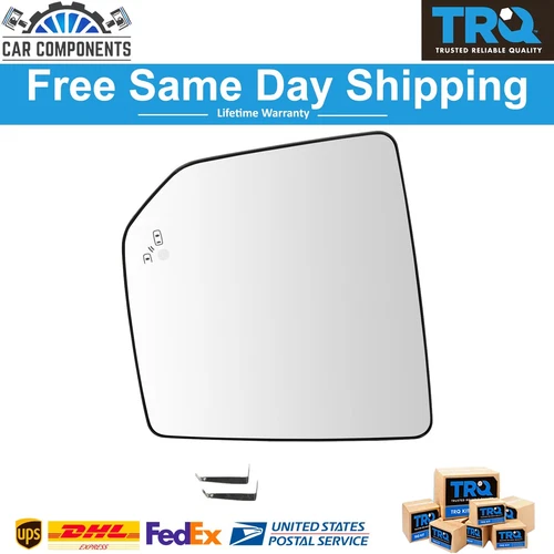 TRQ New Mirror Fits Glass Heated Blind Spot Driver Side For 2015-2017 Ford F150