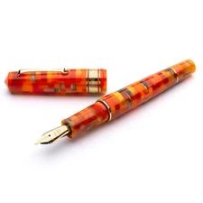 Leonardo Mosaico Fountain Pen in Mango with Gold Trim - Broad Point - NEW in Box