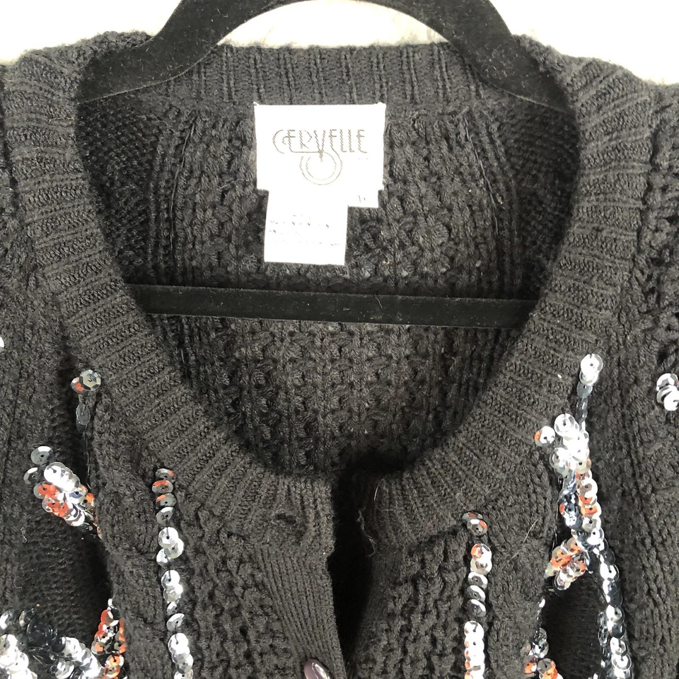 Cárdigan Cervelle Mujer 1X Talla Grande Negro Lentejuelas Frontales Retro Y2K Brillante Foto 3 de 4