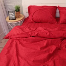 Cotton Duvet cover + 2 pillowcases in Red. Twin Full Queen King Custom