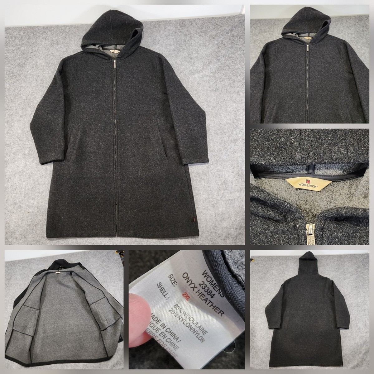 Woolrich Womens 2XL 2X Wool Onyx Heather Full Zip Warm Woolrich Womens 2XL 2X Wool Onyx Heather Full Zip Warm