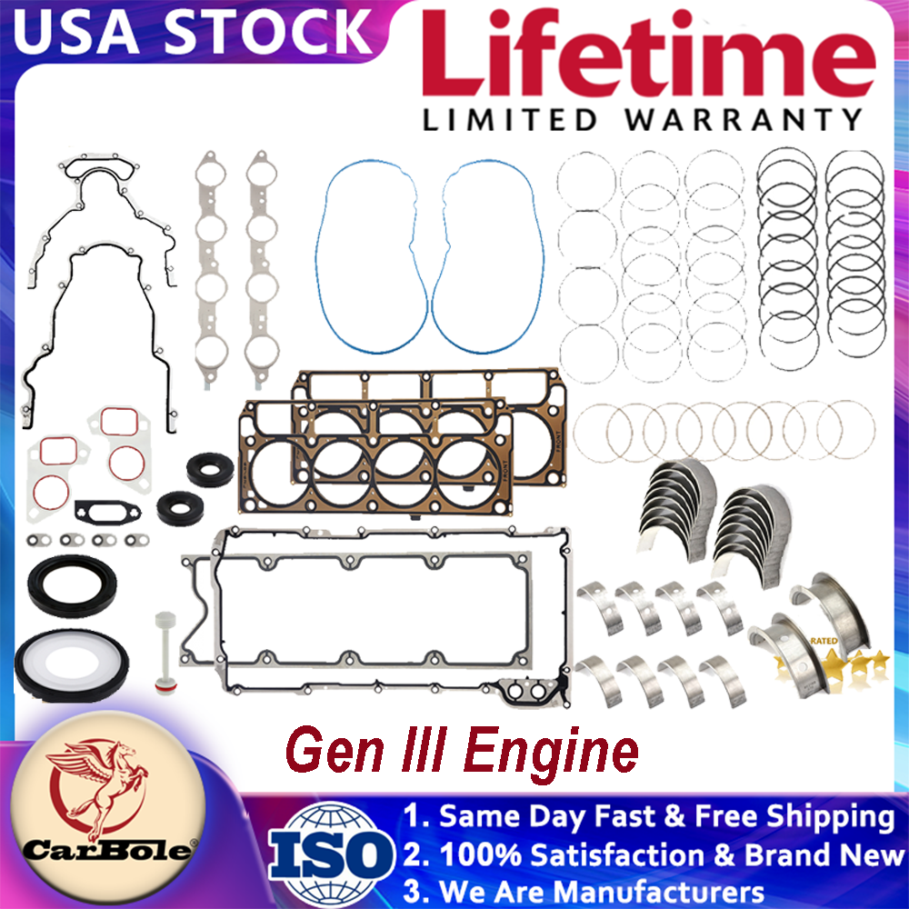 Engine Head Gasket & Piston Ring & Bearing for Chevy Silverado GMC 4.8/5.3/6.0L