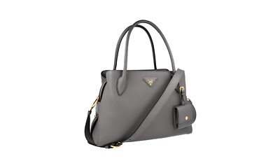 PRADA Leather Shoulder Bag Handbag 1BA127 Grey NEW