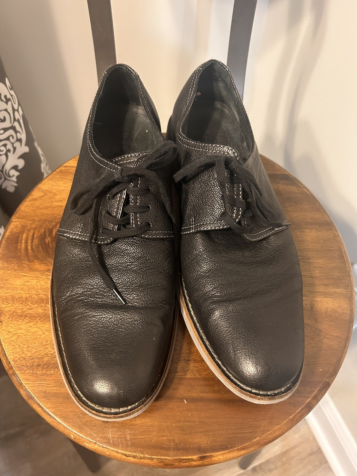 SAOLA Scarpe eleganti Cole Haan uomo in pelle nera Oxford 10 5 usate suola grigio chiaro