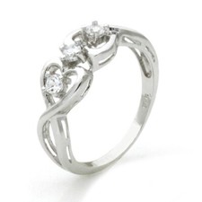 Genuine 925 Sterling Silver Twisted Heart Infinity Cubic Zirconia Ring Size 5-9
