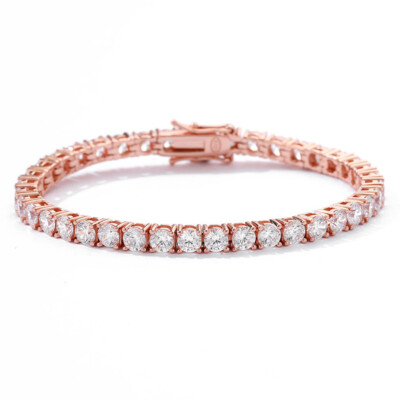 4mm Echter Moissanit Tennis Armband 925 Silber 18K vergoldet Unisex A